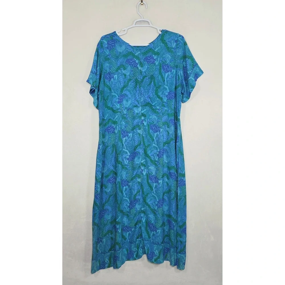 Vintage Rainbow Jo Mermaid Maxi Dress Women's 3XL Blue Green Mermaidcore